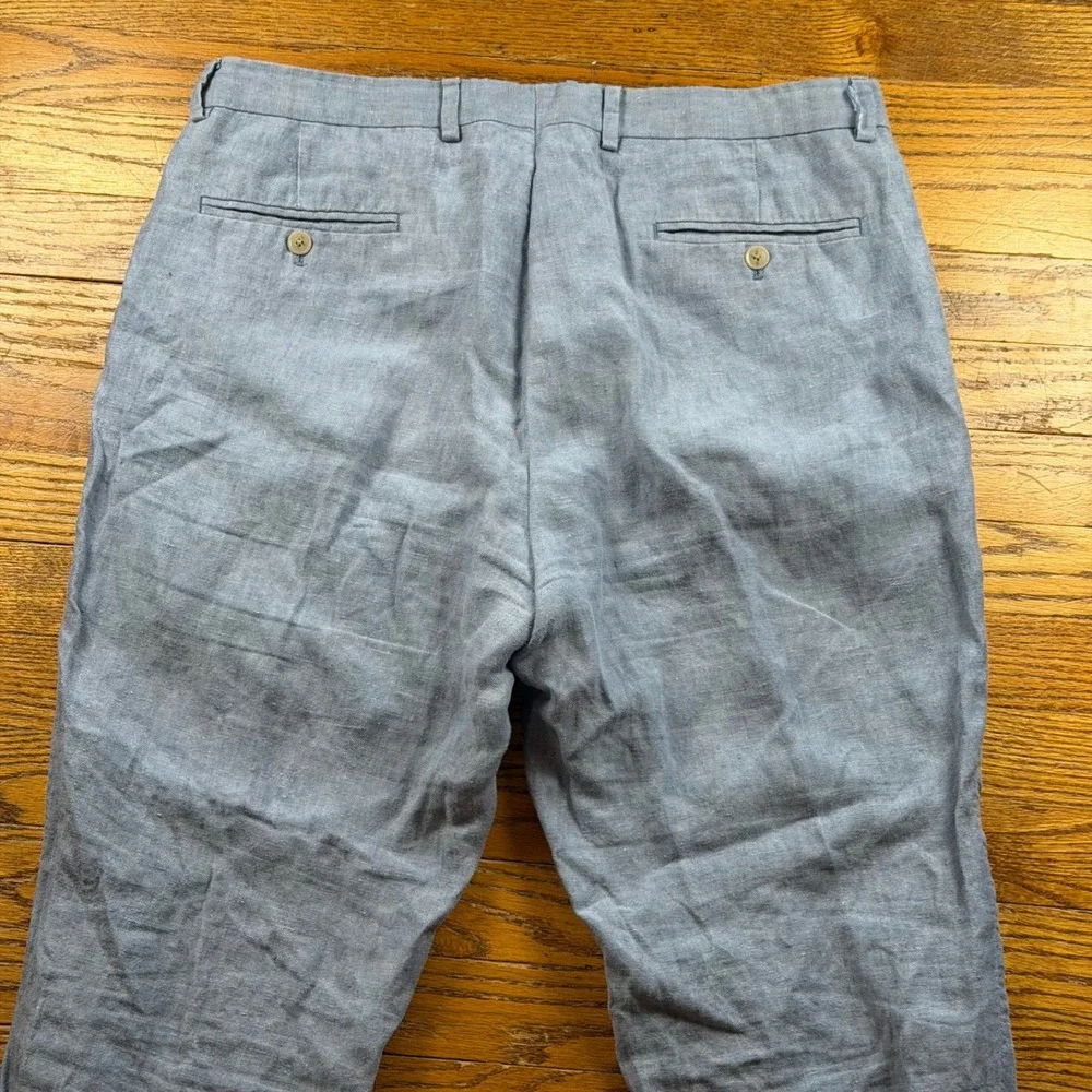 Joseph Abboud 100% Linen Pants Mens 36x32 Light Blue Flat Front Wedding Beach